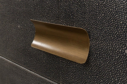 Gideon Shagreen Leather Three Drawer Side Table - LOOMLAN - Sarreid - Side Tables