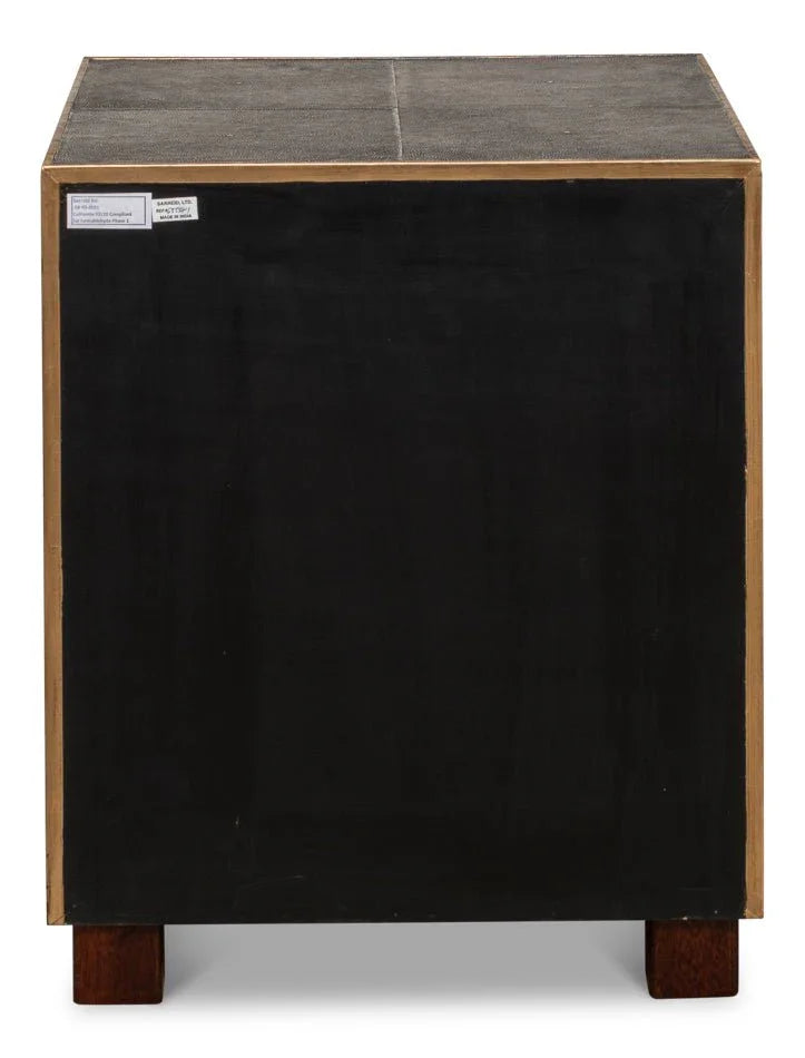 Gideon Shagreen Leather Three Drawer Side Table - LOOMLAN - Sarreid - Side Tables
