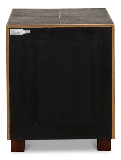 Gideon Shagreen Leather Three Drawer Side Table - LOOMLAN - Sarreid - Side Tables