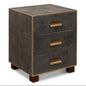 Gideon Shagreen Leather Three Drawer Side Table - LOOMLAN - Sarreid - Side Tables