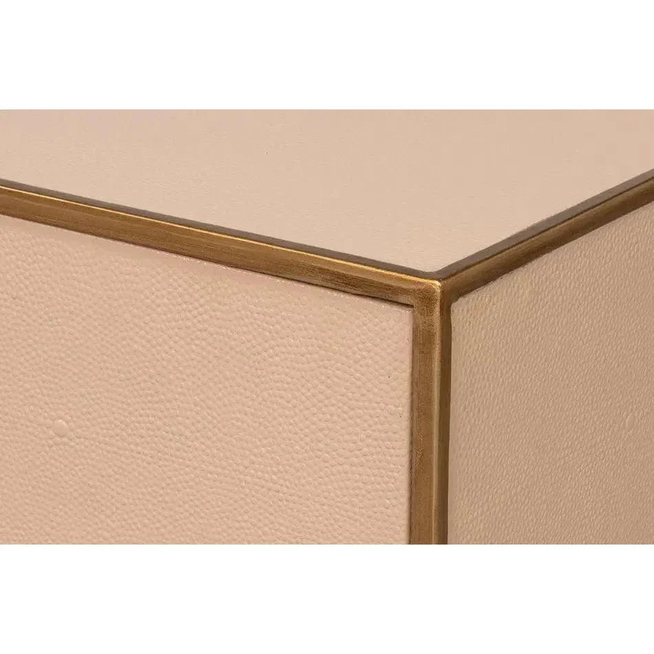 Gideon Shagreen Tan Rectangular Side Table - LOOMLAN - Sarreid - Side Tables