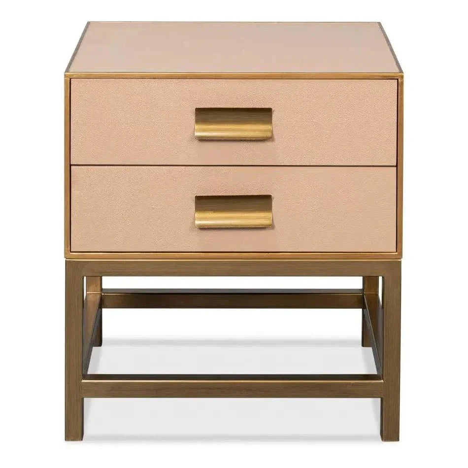 Gideon Shagreen Tan Rectangular Side Table - LOOMLAN - Sarreid - Side Tables