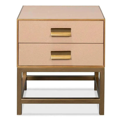 Gideon Shagreen Tan Rectangular Side Table - LOOMLAN - Sarreid - Side Tables