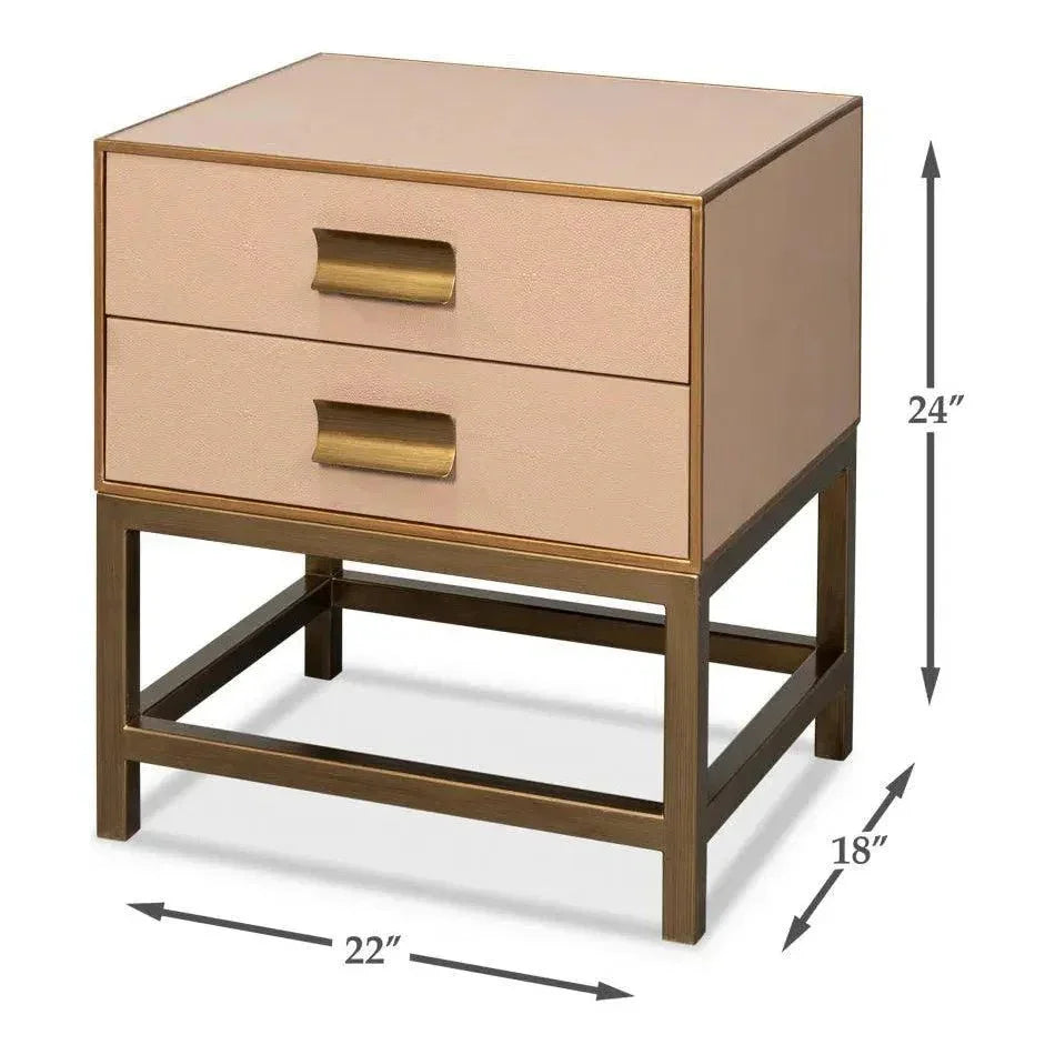 Gideon Shagreen Tan Rectangular Side Table - LOOMLAN - Sarreid - Side Tables