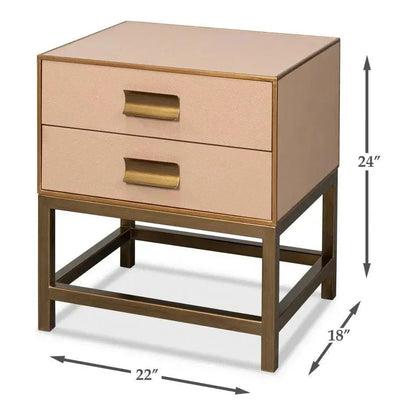 Gideon Shagreen Tan Rectangular Side Table - LOOMLAN - Sarreid - Side Tables