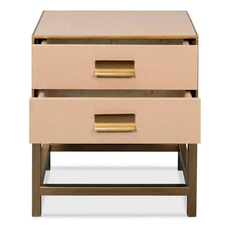 Gideon Shagreen Tan Rectangular Side Table - LOOMLAN - Sarreid - Side Tables