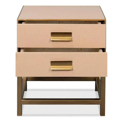 Gideon Shagreen Tan Rectangular Side Table - LOOMLAN - Sarreid - Side Tables