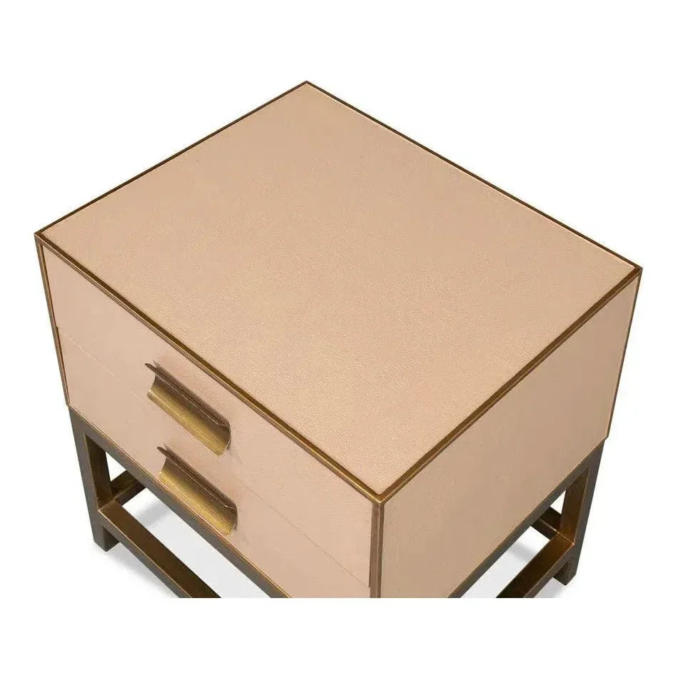 Gideon Shagreen Tan Rectangular Side Table - LOOMLAN - Sarreid - Side Tables