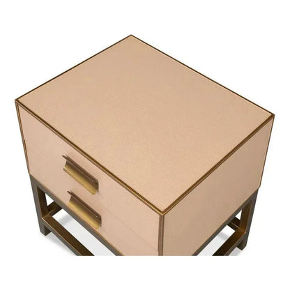 Gideon Shagreen Tan Rectangular Side Table - LOOMLAN - Sarreid - Side Tables
