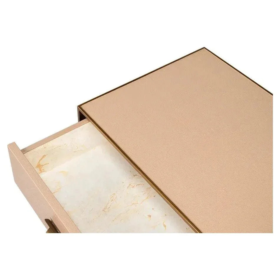 Gideon Shagreen Tan Rectangular Side Table - LOOMLAN - Sarreid - Side Tables