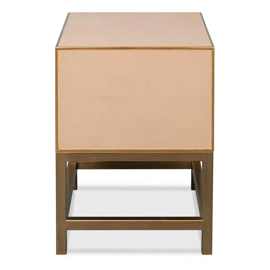 Gideon Shagreen Tan Rectangular Side Table - LOOMLAN - Sarreid - Side Tables