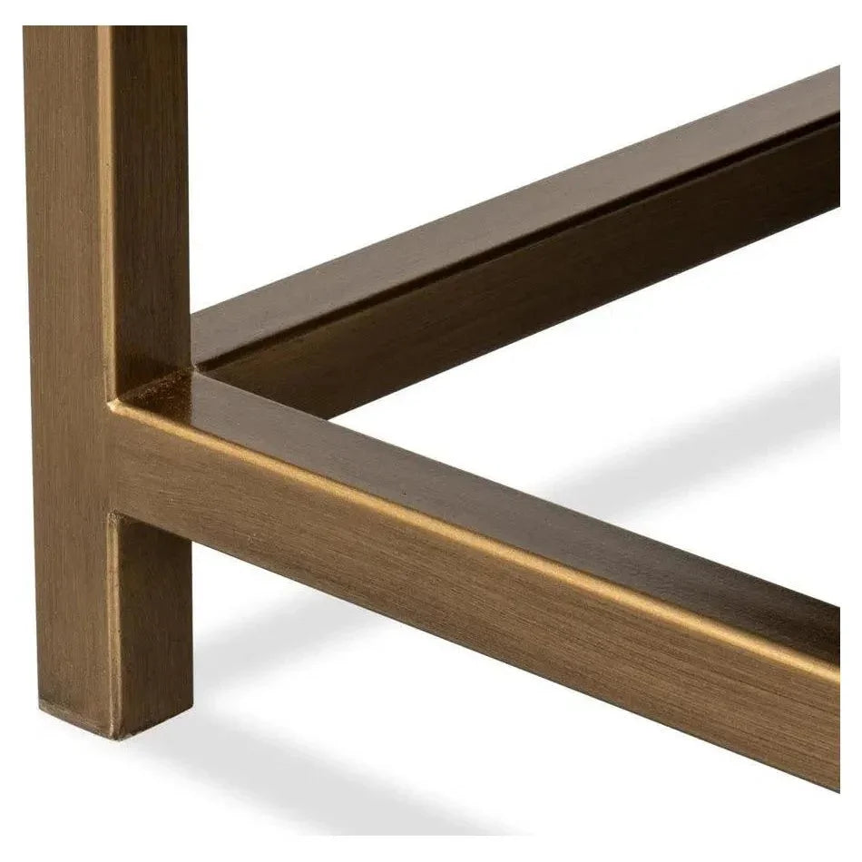 Gideon Wood & Shagreen Leather Tan Square Coffee Table - LOOMLAN - Sarreid - Coffee Tables