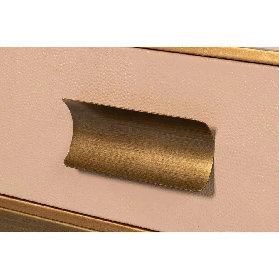 Gideon Wood & Shagreen Leather Tan Square Coffee Table - LOOMLAN - Sarreid - Coffee Tables