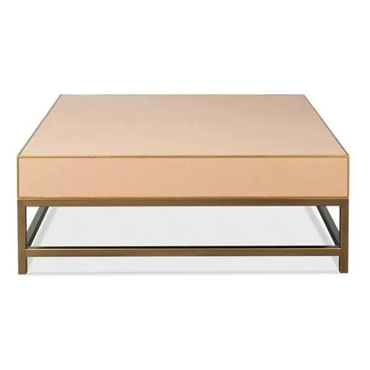 Gideon Wood & Shagreen Leather Tan Square Coffee Table - LOOMLAN - Sarreid - Coffee Tables