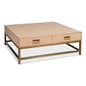 Gideon Wood & Shagreen Leather Tan Square Coffee Table - LOOMLAN - Sarreid - Coffee Tables