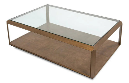 Gilbert Iron Framed Rectangular Cocktail Table - LOOMLAN - Sarreid - Coffee Tables