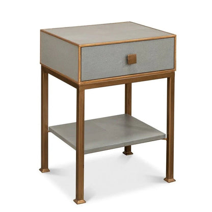 Gillian Grey Leather Nightstand - LOOMLAN - Sarreid - Nightstands