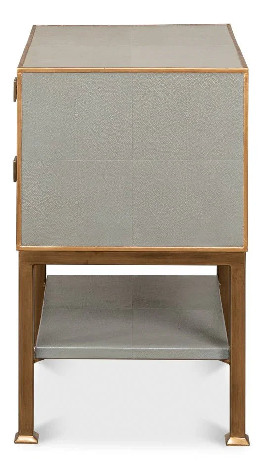 Gillian Grey Leather Nightstand - LOOMLAN - Sarreid - Nightstands