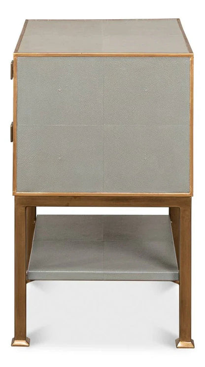 Gillian Grey Leather Nightstand - LOOMLAN - Sarreid - Nightstands