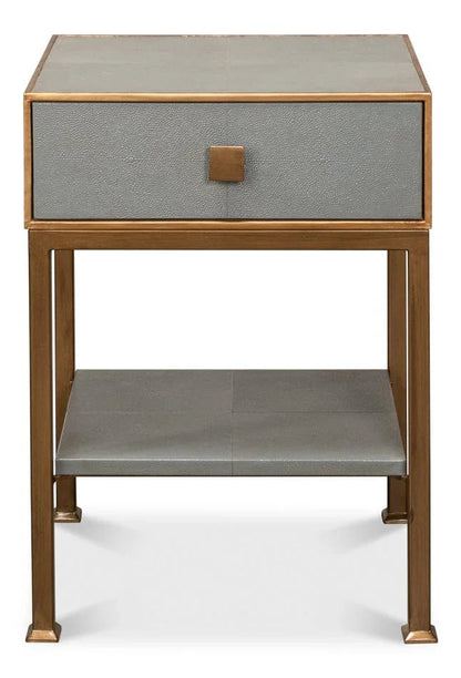 Gillian Grey Leather Nightstand - LOOMLAN - Sarreid - Nightstands