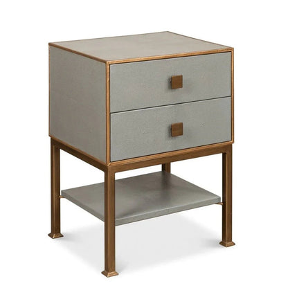 Gillian Grey Leather Nightstand - LOOMLAN - Sarreid - Nightstands