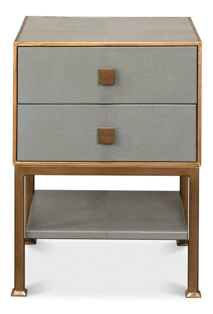 Gillian Grey Leather Nightstand - LOOMLAN - Sarreid - Nightstands