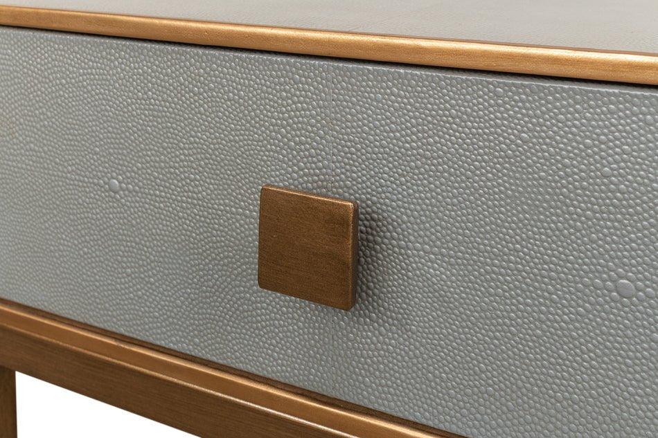 Gillian Grey Leather Nightstand - LOOMLAN - Sarreid - Nightstands