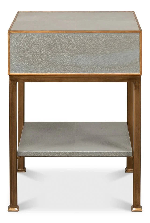 Gillian Grey Leather Nightstand - LOOMLAN - Sarreid - Nightstands