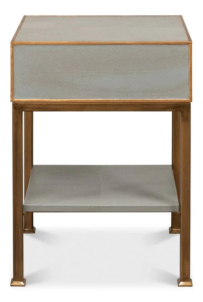 Gillian Grey Leather Nightstand - LOOMLAN - Sarreid - Nightstands