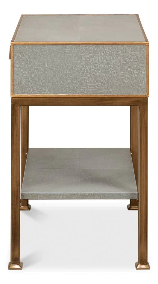 Gillian Grey Leather Nightstand - LOOMLAN - Sarreid - Nightstands