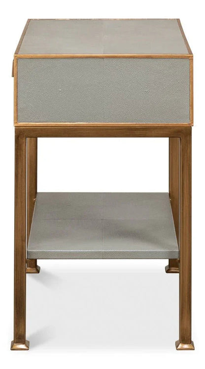 Gillian Grey Leather Nightstand - LOOMLAN - Sarreid - Nightstands