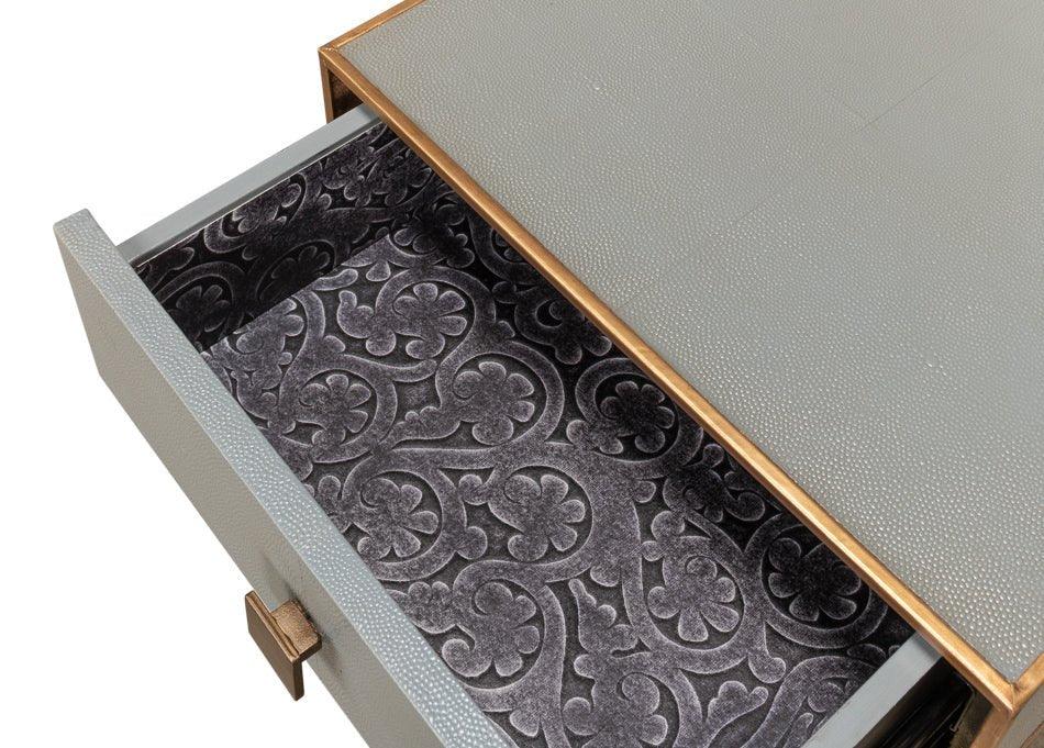 Gillian Grey Leather Nightstand - LOOMLAN - Sarreid - Nightstands