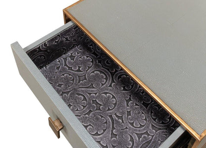 Gillian Grey Leather Nightstand - LOOMLAN - Sarreid - Nightstands