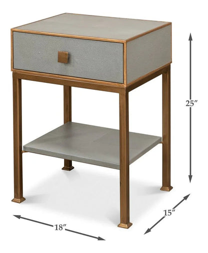 Gillian Grey Leather Nightstand - LOOMLAN - Sarreid - Nightstands