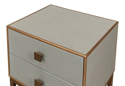 Gillian Grey Leather Nightstand - LOOMLAN - Sarreid - Nightstands