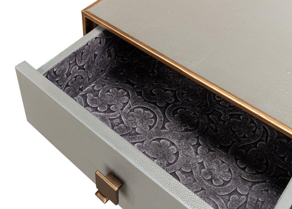 Gillian Grey Leather Nightstand - LOOMLAN - Sarreid - Nightstands