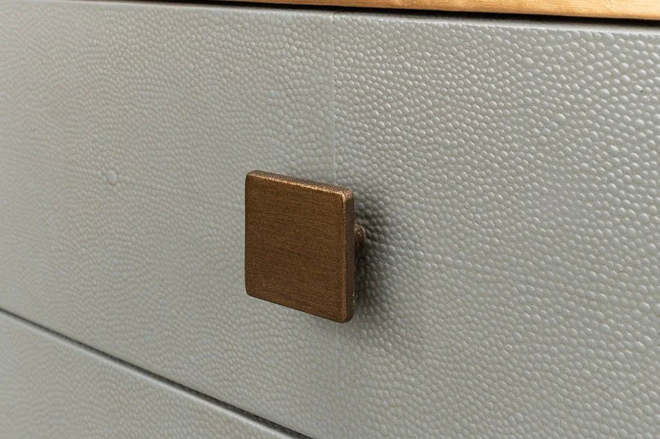 Gillian Grey Leather Nightstand - LOOMLAN - Sarreid - Nightstands