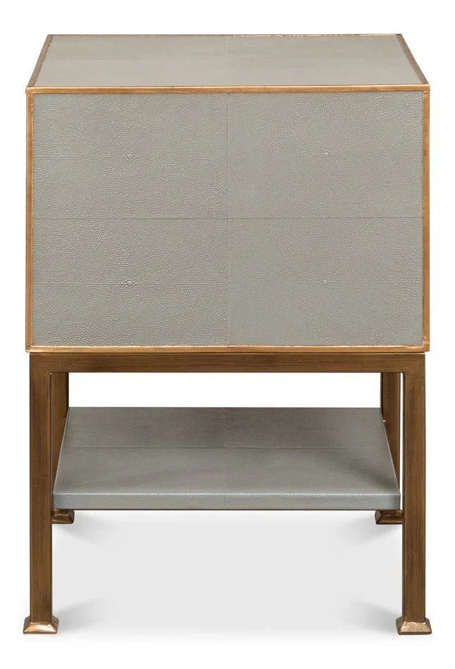 Gillian Grey Leather Nightstand - LOOMLAN - Sarreid - Nightstands