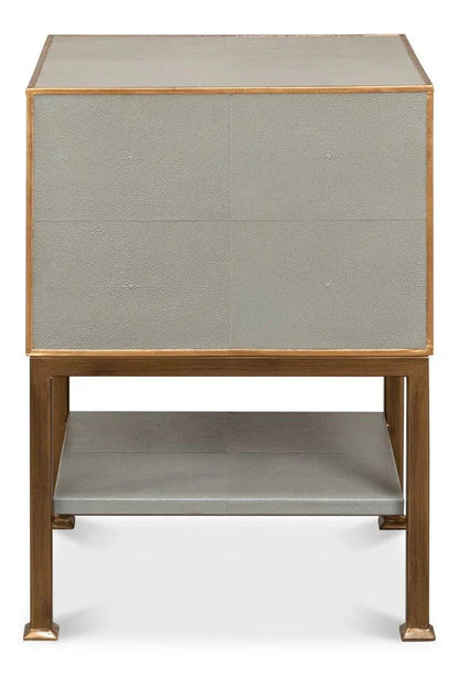 Gillian Grey Leather Nightstand - LOOMLAN - Sarreid - Nightstands