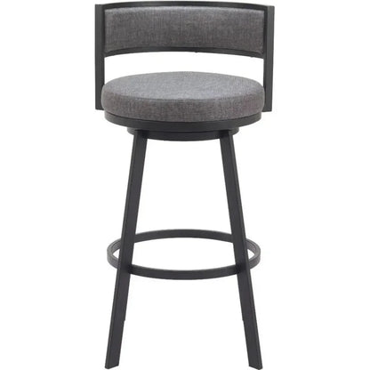Gimsby Wood and Steel Grey Swivel Barstool - LOOMLAN - Zuo Modern - Bar Stools