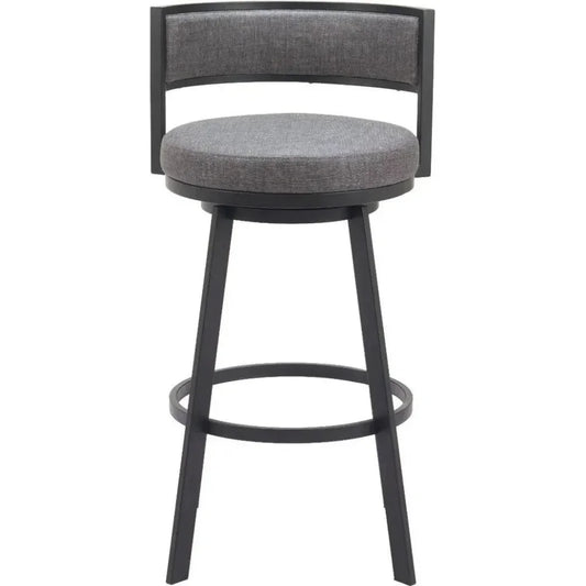 Gimsby Wood and Steel Grey Swivel Barstool - LOOMLAN - Zuo Modern - Bar Stools