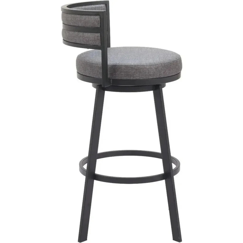 Gimsby Wood and Steel Grey Swivel Barstool - LOOMLAN - Zuo Modern - Bar Stools