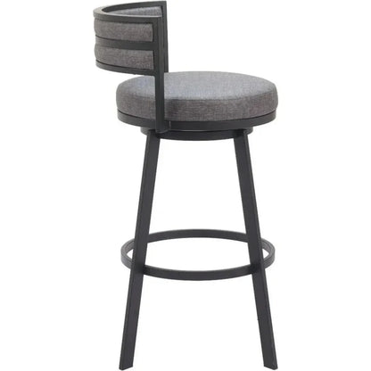 Gimsby Wood and Steel Grey Swivel Barstool - LOOMLAN - Zuo Modern - Bar Stools