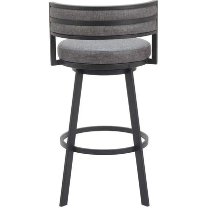 Gimsby Wood and Steel Grey Swivel Barstool - LOOMLAN - Zuo Modern - Bar Stools