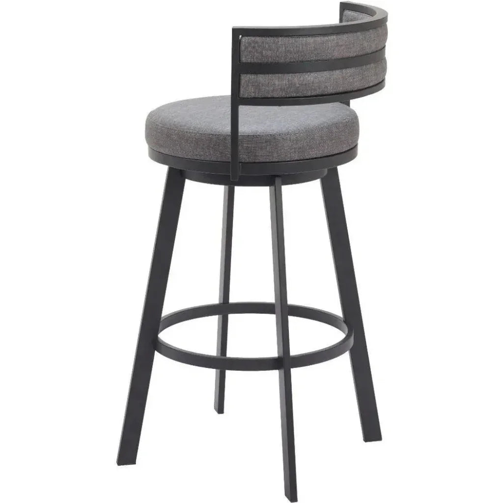 Gimsby Wood and Steel Grey Swivel Barstool - LOOMLAN - Zuo Modern - Bar Stools