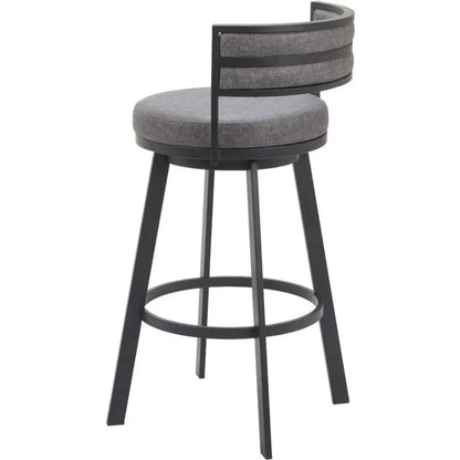 Gimsby Wood and Steel Grey Swivel Barstool - LOOMLAN - Zuo Modern - Bar Stools