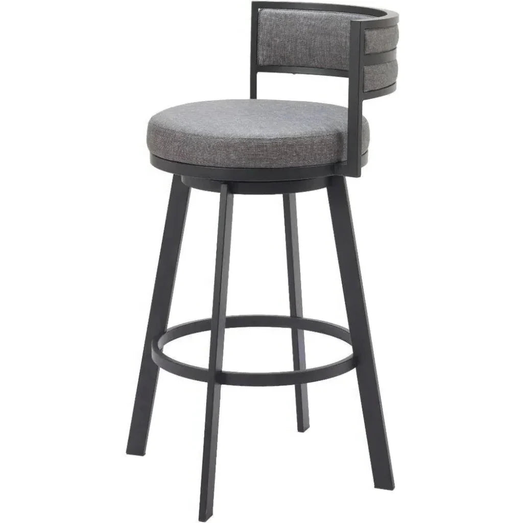 Gimsby Wood and Steel Grey Swivel Barstool - LOOMLAN - Zuo Modern - Bar Stools