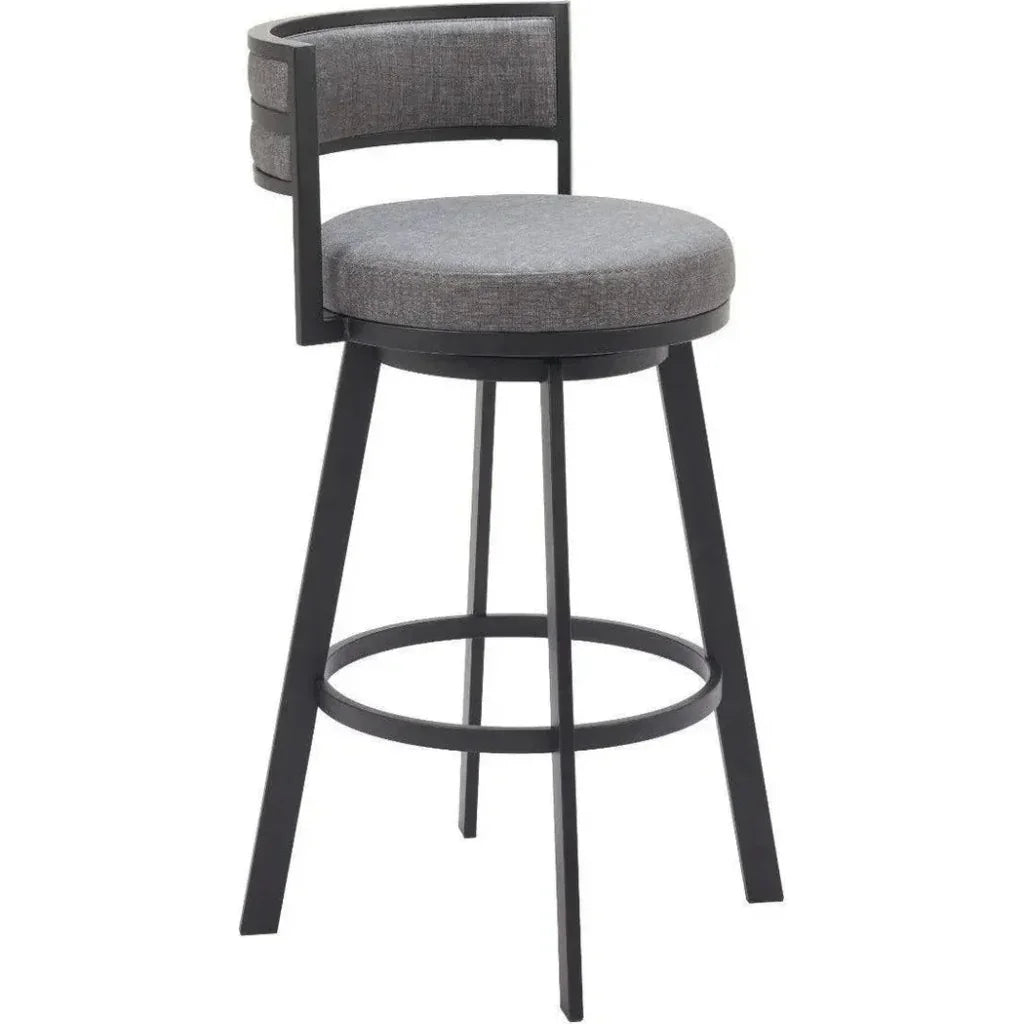 Gimsby Wood and Steel Grey Swivel Barstool - LOOMLAN - Zuo Modern - Bar Stools