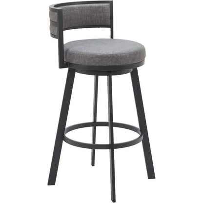 Gimsby Wood and Steel Grey Swivel Barstool - LOOMLAN - Zuo Modern - Bar Stools