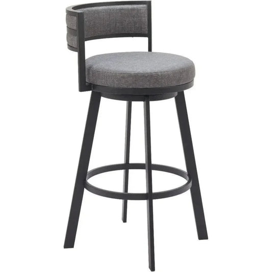Gimsby Wood and Steel Grey Swivel Barstool - LOOMLAN - Zuo Modern - Bar Stools